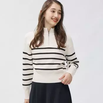 Свитер GU by Uniqlo на полумолнии с длинными рукавами и каймой