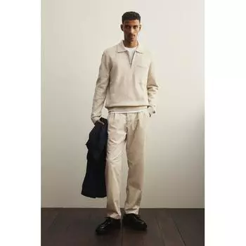 Свитер HM Zip Top Regular Fit светло-бежевый меланжевый XS