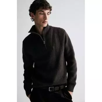 Свитер HM Zip Top Regular Fit темно-коричневый XS