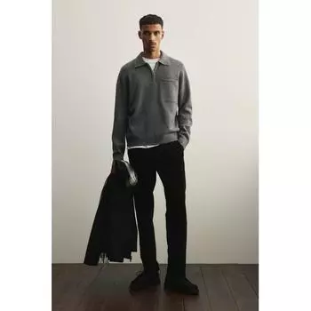 Свитер HM Zip Top Regular Fit Темно-серый меланжевый XS