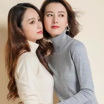 Свитер из чистого кашемира для женщин, мягкий вязаный свитер с высоким воротом, эластичный, уютный, зимний, утепляющий трикотаж S