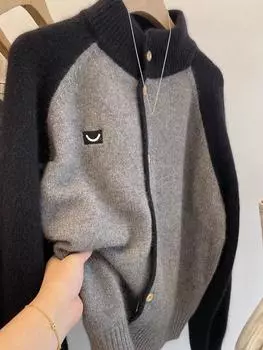 Свитер из кашемировой шерсти в европейском стиле с полувысоким воротником и длинным рукавом - Свободный, модный, омолаживающий дизайн Medium серый