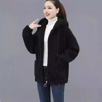 Свитер из овечьей шерсти женский бархатный 2024 новый осенне-зимний кардиган с застежкой-молнией утолщенное пальто из овечьей шерсти для женщин M фуксия