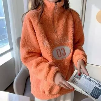 Свитер из овечьей шерсти женский с высоким воротником плюс бархатная толстая вышитая свободная теплая куртка большого размера S розовый