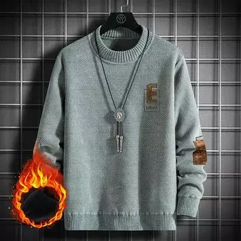 Свитер из шенилла, мужской, осенне-зимний, новый, цельный, бархатный, мягкий, теплый верх плюс бархатный утолщенный низ свитера M