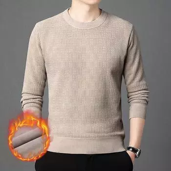 Свитер из жаккарда и флиса в клетку синели, зимний свитер с круглым вырезом, повседневная универсальная трикотажная основа M