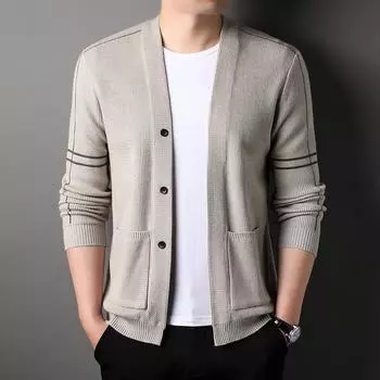 Свитер Кардиган Мужской Осенний Молодой Мужской Свободный Повседневный Кондиционер Свитер Пальто Мужской M/165 recommended 100-60kg