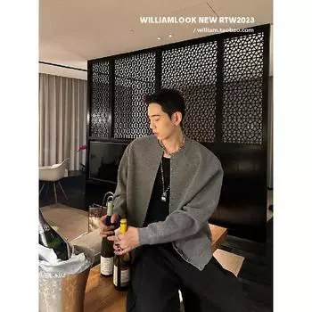 Свитер кардиган пальто мужской осень и зима новый корейский стиль модный свободный свитер мужской повседневный пиджак M темно-серого