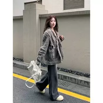 Свитер-кардиган с кисточками в стиле кэжуал, вязаный, осенне-зимний, маленький, стильный, верхняя одежда, женский, средней длины, длинный, верхняя одежда Gray S