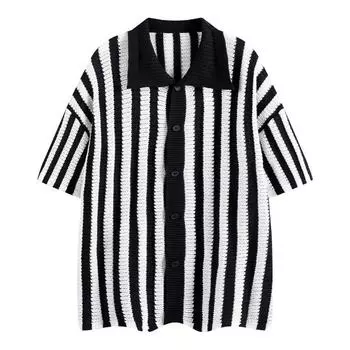 Свитер крупной вязки с дырками Свободный свитер Мужское пальто Кардиган XXL чёрный