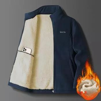 Свитер куртка мужская оптовая продажа утолщенный овечий флис кардиган стойка воротник флисовая повседневная куртка для мужчин среднего возраста M