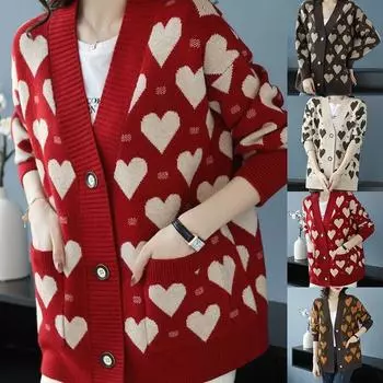 Свитер Love средней длины, женский джемпер, осень/зима 2023, новый вязаный кардиган, джемпер One size