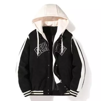 Свитер Мужская куртка с капюшоном Кардиган Весна и осень Молния Модный мужской красивый топ XL чёрный