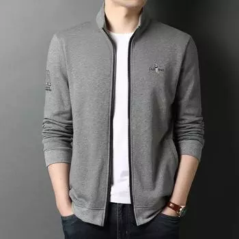 Свитер мужской, хлопковый, повседневный, свободный, верхняя одежда среднего возраста, кардиган с воротником-стойкой, осенний наряд для папы, деловое тонкое пальто для мужчин M