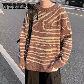Свитер мужской Ins Color Matching Pattern студенческий свитер с круглым вырезом свободный модный свитер осень и зима M красный