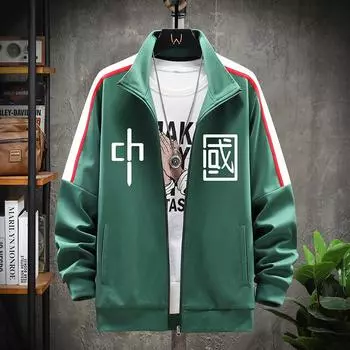 Свитер мужской кардиган с лацканами в корейском стиле, повседневная спортивная одежда, свободная куртка M зелёный
