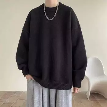 Свитер мужской осенне-зимний свободный и ленивый стиль высококачественный японский стиль ретро однотонный внутренний свитер модный бренд M хаки