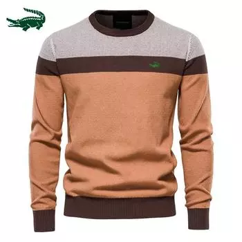 Свитер мужской, осенний, 2023, новый в полоску, с длинными рукавами, мужской трикотаж, модный мужской повседневный свитер с круглым вырезом M