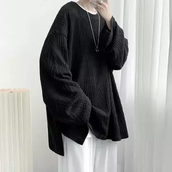 Свитер мужской оверсайз трикотажный Pull Homme O-neck мужской вязаный свитер мужской джемпер Harajuku повседневный уличный корейский мужской свитер M бежевый