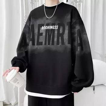 Свитер мужской пуловер весна и осень мужская одежда с круглым вырезом и длинным рукавом верхняя часть подростковая студенческая нижняя часть поддельная мужская одежда M