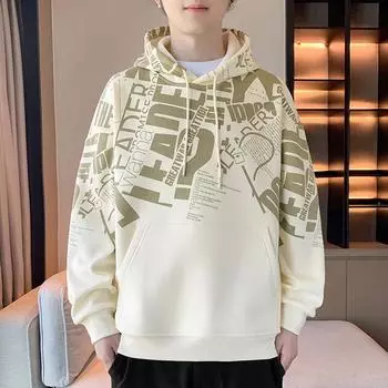 Свитер мужской с капюшоном подростковый студенческий осенний топ мужской тяжелый пуловер повседневная толстовка с капюшоном мужская M