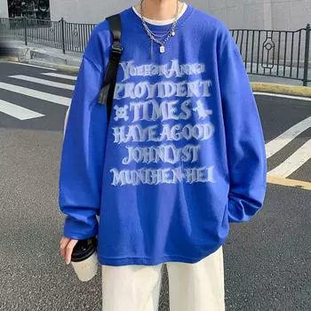 Свитер мужской с капюшоном весна-осень Ins стиль Гонконга свободный модный бренд с буквенным принтом универсальное пальто 2024 новый M белый