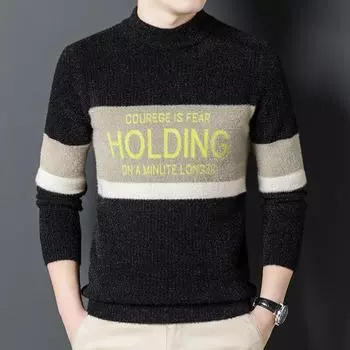 Свитер мужской с круглым вырезом, осенне-зимний, новый тренд, корейский стиль, теплая рубашка, куртка, однотонный свитер, мужская одежда M