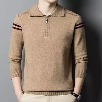 Свитер мужской толстый подклад осень и зима новый молодой мужской свитер корейский свитер на молнии M/105 чёрный