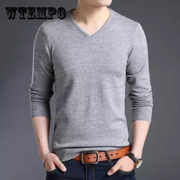 Свитер мужской, тонкий, однотонный, с V-образным вырезом, с длинными рукавами, молодежный, повседневный, вязаный свитер на осень M красный