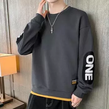 Свитер мужской весенне-осенний для полных людей, свободный размер, футболка с длинными рукавами для полных людей, куртка, повседневная мужская одежда M