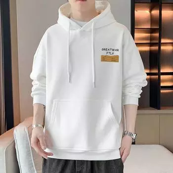 Свитер мужской весенне-осенний повседневный универсальный молодежный красивый длинный рукав топ-футболка с капюшоном тяжелый свитер M