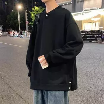 Свитер мужской весенний подростковый круглый вырез куртка американский тяжелый дизайн Sense с длинными рукавами M