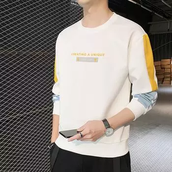 Свитер мужской весенний свободный с длинным рукавом мужская нижняя рубашка верхняя одежда осенняя одежда мужской свитер M белый