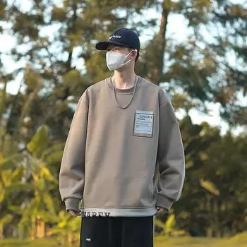 Свитер мужской весна и осень новый свободный американский круглый вырез молодежный XL
