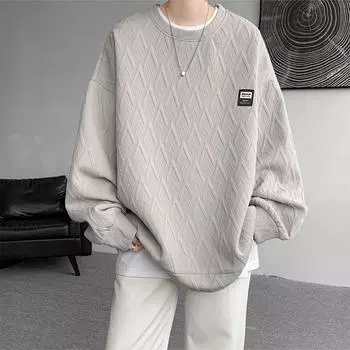 Свитер мужской весна и осень, новый трендовый мужской свитер с круглым вырезом, повседневный свободный подростковый низ рубашки, верх M