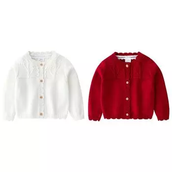 Свитер на пуговицах для малышей, однотонное вязаное пальто 80