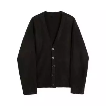 Свитер, пальто, мужской вязаный свитер с V-образным вырезом, кардиган на осень-зиму, толстый эластичный, с длинными рукавами, в стиле преппи, теплый, однотонный M хаки