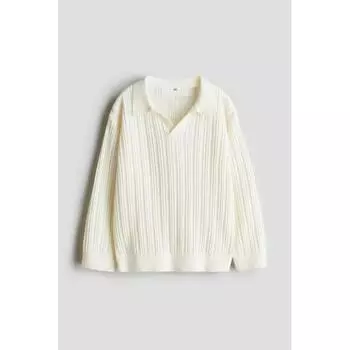 Свитер-поло HM Cotton Ribbed White
