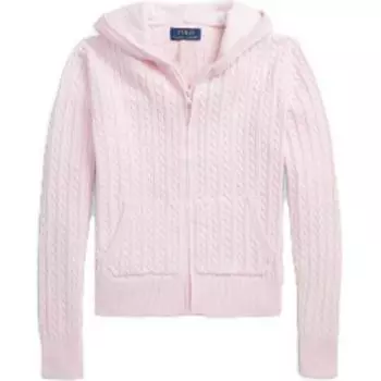 Свитер Polo Ralph Lauren FW23 Однотонный Вязаный косами Капюшон Застежка-молния Длинный рукав Детские свитера Розовый 313916533-002 L