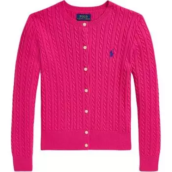 Свитер Polo Ralph Lauren FW24 Однотонный Вышивка Маленький Пони Круглый Вырез Однобортный Вязаный Детские свитера Розовый CWPOSWEG6820481-650 M