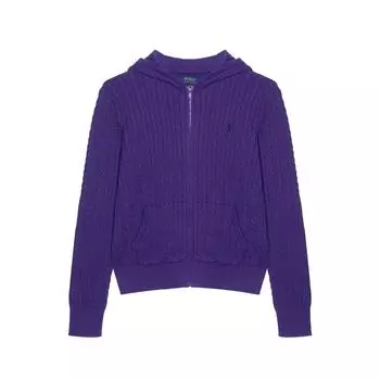 Свитер Polo Ralph Lauren с вышивкой логотипа пони, худи на молнии с длинным рукавом, детские топы, фиолетовый 313916533-007 S