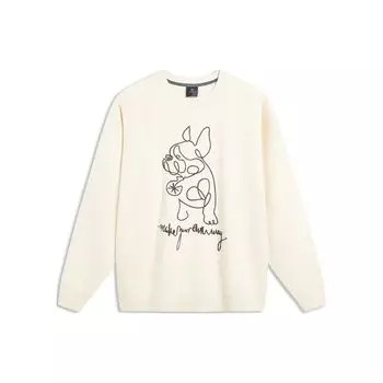 Свитер-пуловер с круглым вырезом и принтом Li Ning, унисекс-свитер Off-White AMBT235-3 XXL