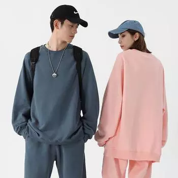 Свитер-пуловер с круглым вырезом, осенний, мужской и женский, с рукавами на плечах, однотонный, универсальный, свитер S