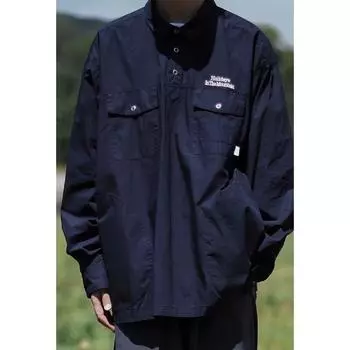 Свитер-пуловер в стиле ретро с вышитыми буквами, рубашка с длинными рукавами, лацканами, множеством карманов, повседневная рубашка, пальто на весну и осень M синий