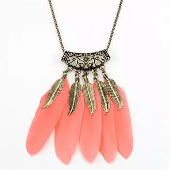 Свитер Ретро Ожерелье из листьев Длинный свитер-цепочка с перьями Женское ожерелье фиолетовый