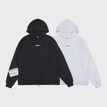 Свитер с большим водяным знаком VET: Высокомодная свободная толстовка унисекс с принтом VTM на осень Medium белый