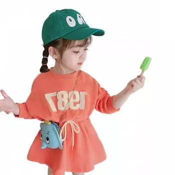 Свитер с буквенным принтом для маленьких девочек, оранжевый 2 XL 130 2XL/130