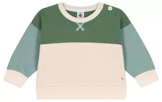 Свитер с длинными рукавами в стиле колор-блок A0BE5 молочного цвета 18 месяцев 81 см [Petit Bateau] Белый/Мульти