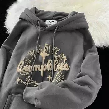 Свитер с хлопковой подкладкой, женский осенне-зимний утепленный теплый повседневный пуловер с капюшоном, универсальный удобный мягкий топ M белый