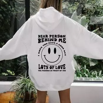 Свитер с капюшоном и рукавами на плечах для мужчин и женщин, весна и осень, американский свободный стиль XS белый